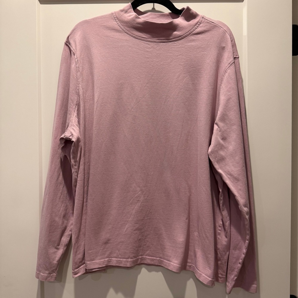 Preppy Minimalist L.L.Bean Mauve Pink Mock Neck Top 2X Plus 100% Cotton